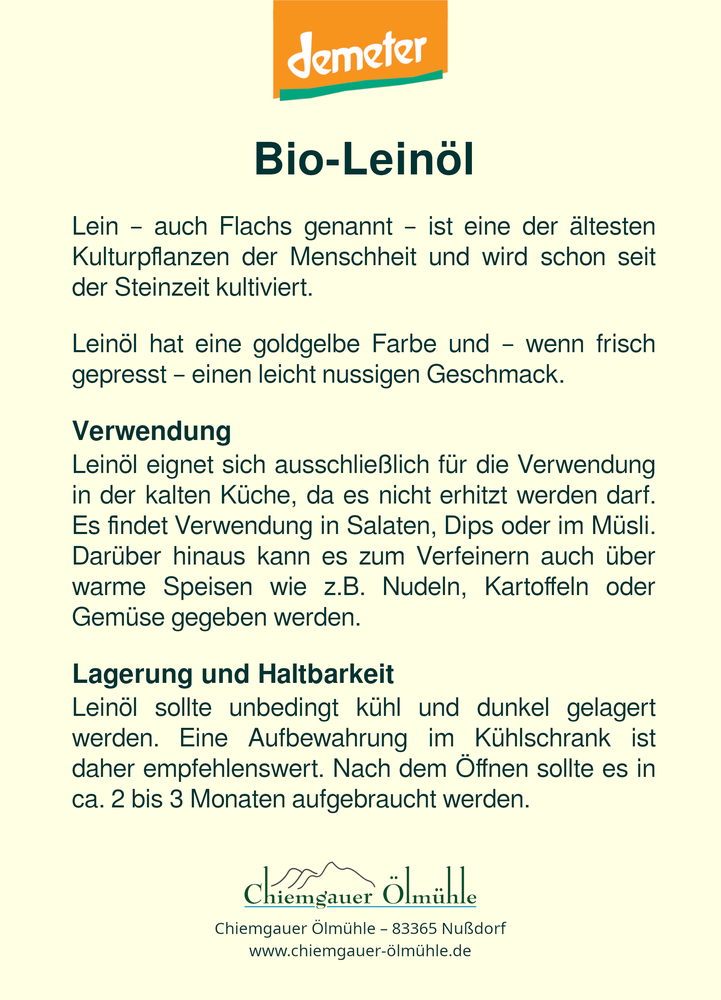 Produktbild: Infokarte: Leinöl